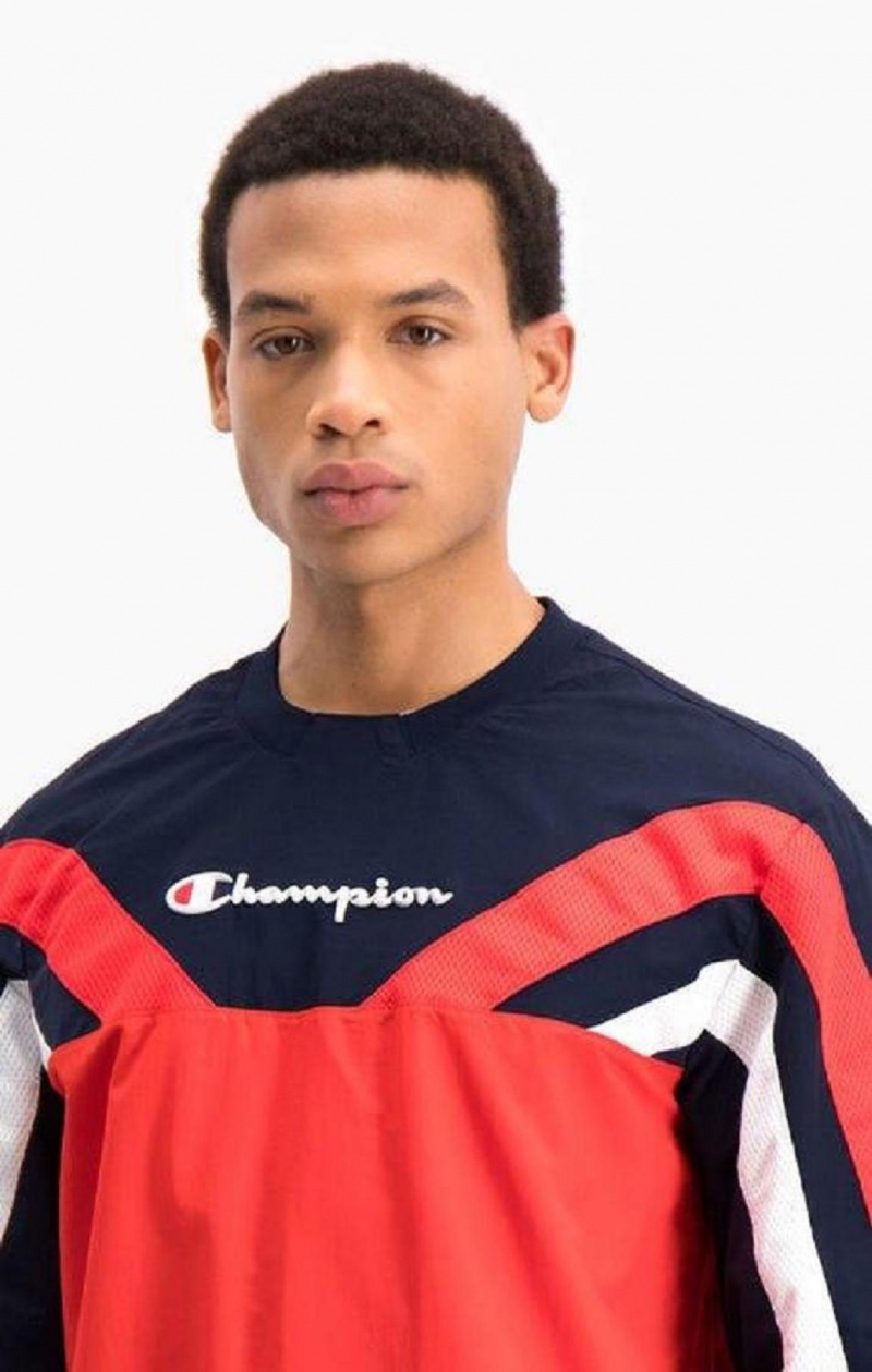 Sweats Champion Colour Block And Stripe Piste Sweatshirt Homme Rouge | 7152-VXRCN