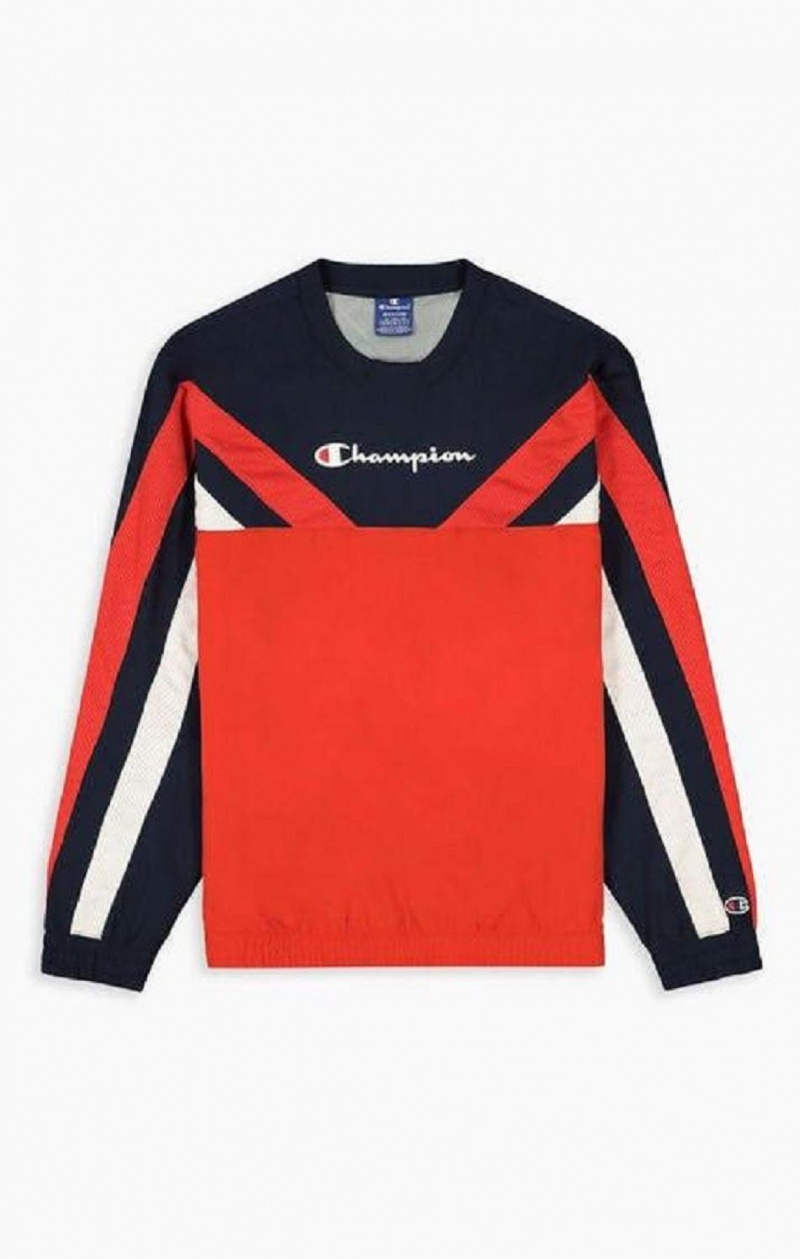 Sweats Champion Colour Block And Stripe Piste Sweatshirt Homme Rouge | 7152-VXRCN