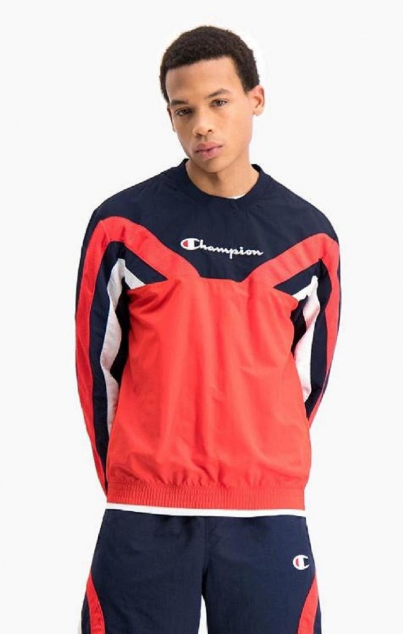 Sweats Champion Colour Block And Stripe Piste Sweatshirt Homme Rouge | 7152-VXRCN