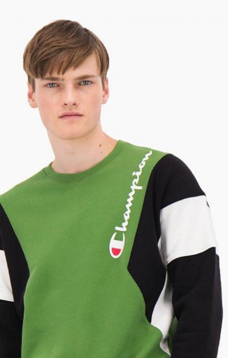 Sweats Champion Colour Block Coton Terry Sweatshirt Homme Vert | 4890-RSVUW