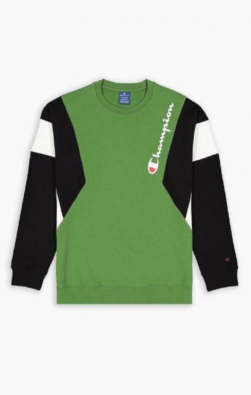 Sweats Champion Colour Block Coton Terry Sweatshirt Homme Vert | 4890-RSVUW