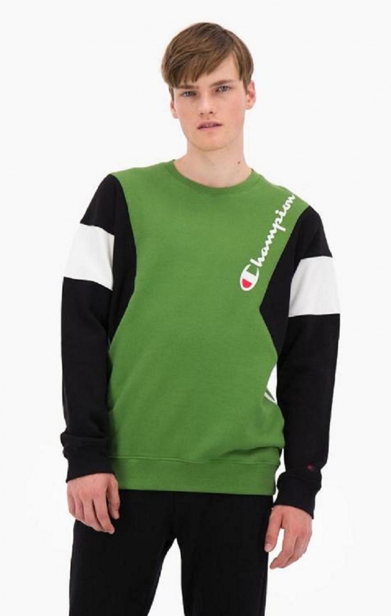 Sweats Champion Colour Block Coton Terry Sweatshirt Homme Vert | 4890-RSVUW