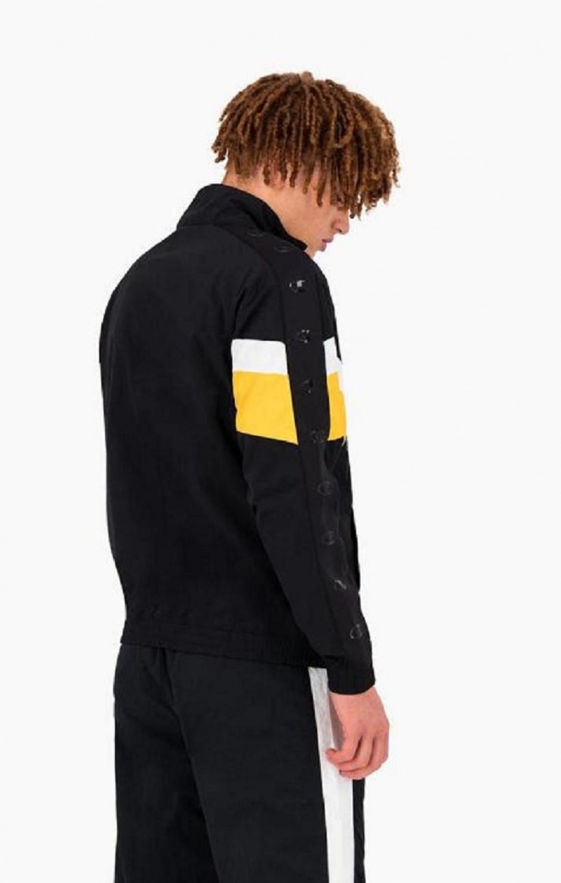 Sweats Champion Colour Block Crinkle Zip-Up Sweatshirt Homme Noir | 2450-QCPNB