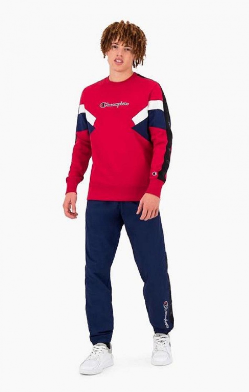 Sweats Champion Colour Block Insert Fleece Sweatshirt Homme Rouge | 6704-EDORF