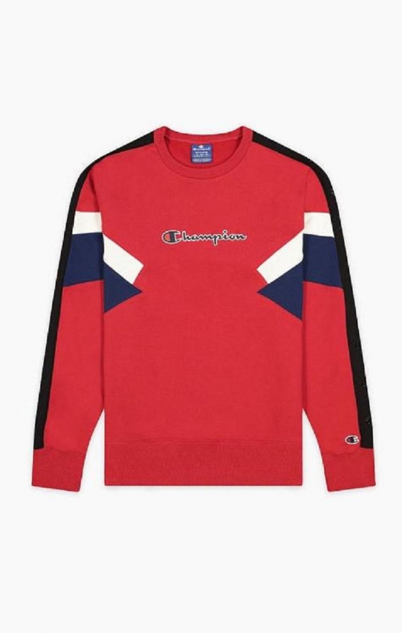 Sweats Champion Colour Block Insert Fleece Sweatshirt Homme Rouge | 6704-EDORF