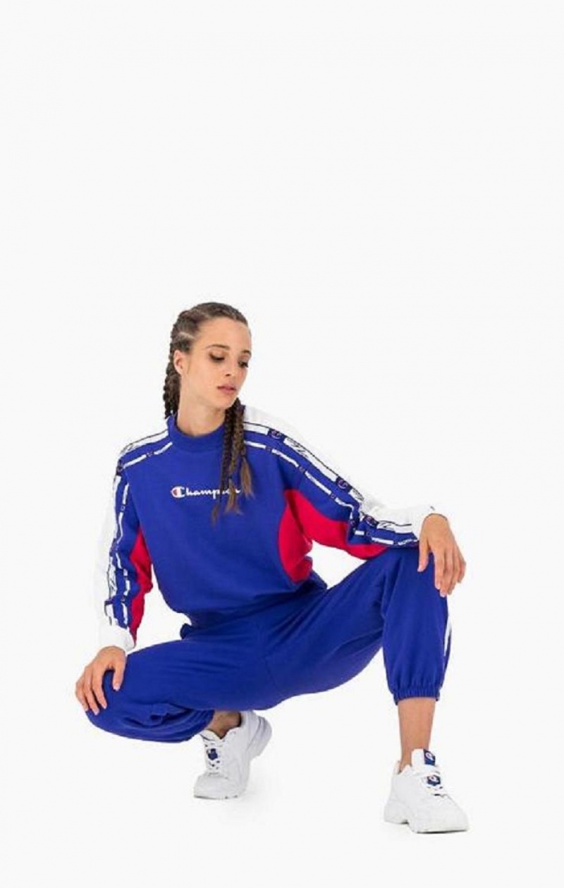 Sweats Champion Colour Block Logo Tape Sweatshirt Femme Bleu | 4815-TKOPF