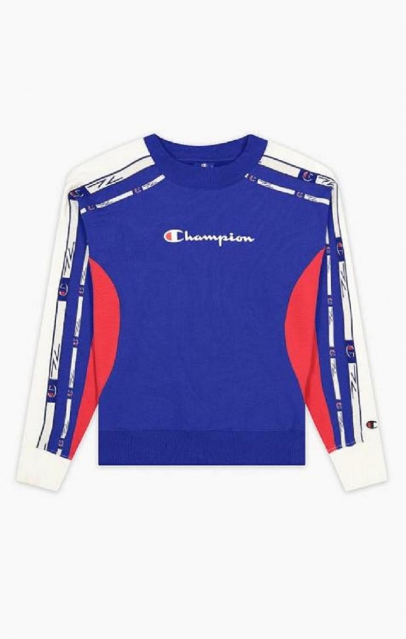 Sweats Champion Colour Block Logo Tape Sweatshirt Femme Bleu | 4815-TKOPF