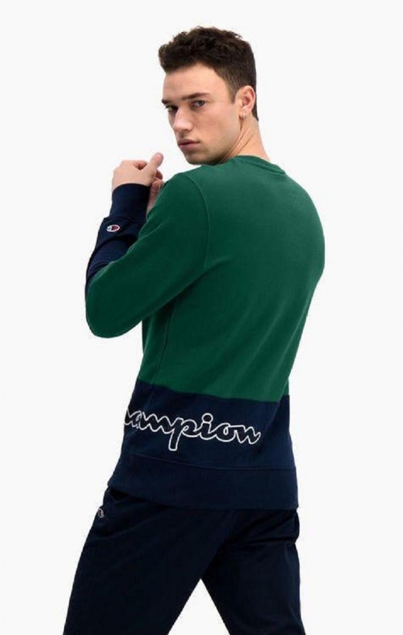 Sweats Champion Colour Block Logo Wraparound Logo Sweatshirt Homme Vert | 3027-OYMGH