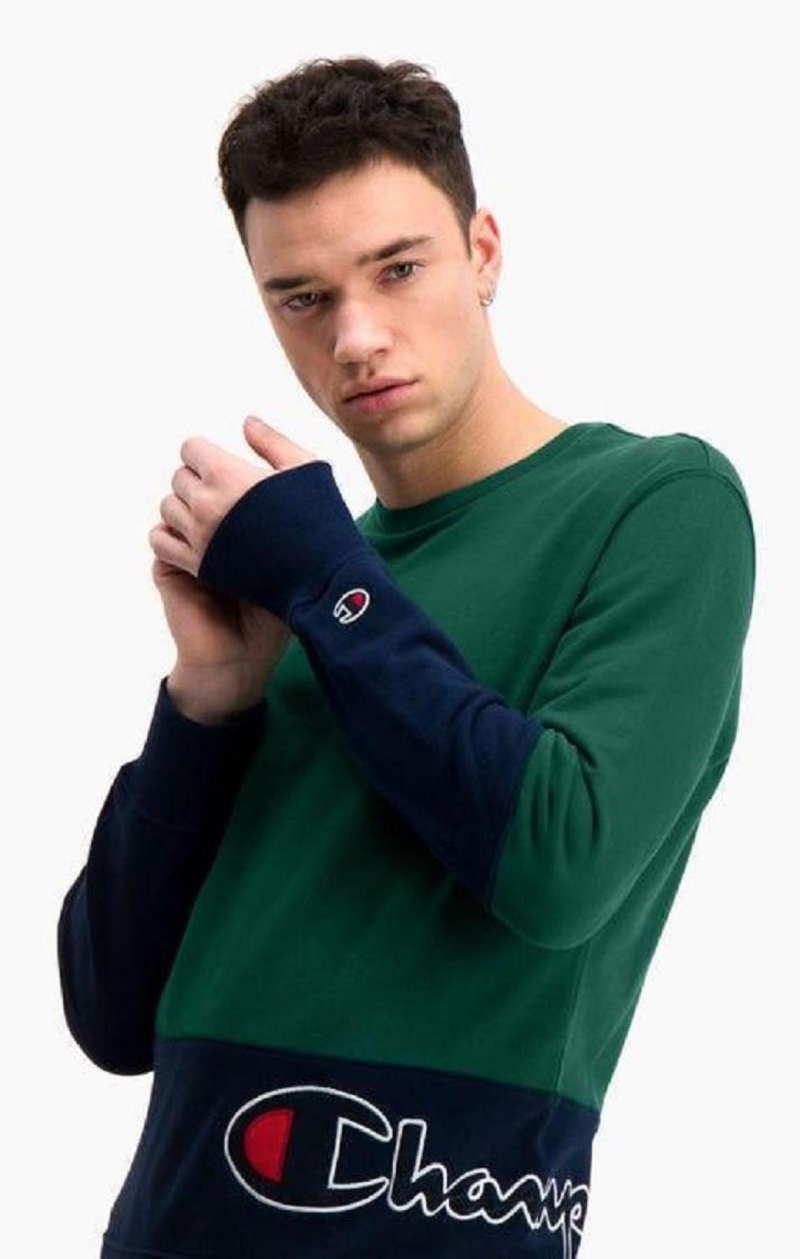 Sweats Champion Colour Block Logo Wraparound Logo Sweatshirt Homme Vert | 3027-OYMGH