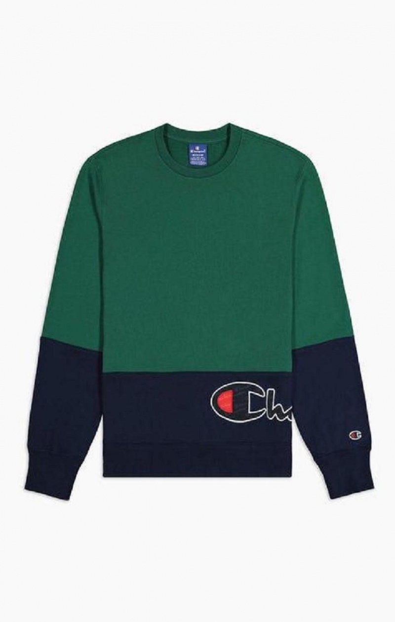 Sweats Champion Colour Block Logo Wraparound Logo Sweatshirt Homme Vert | 3027-OYMGH