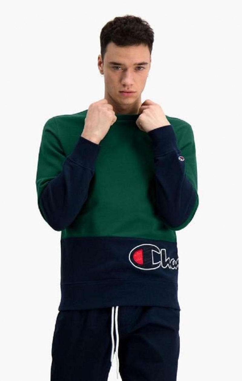 Sweats Champion Colour Block Logo Wraparound Logo Sweatshirt Homme Vert | 3027-OYMGH