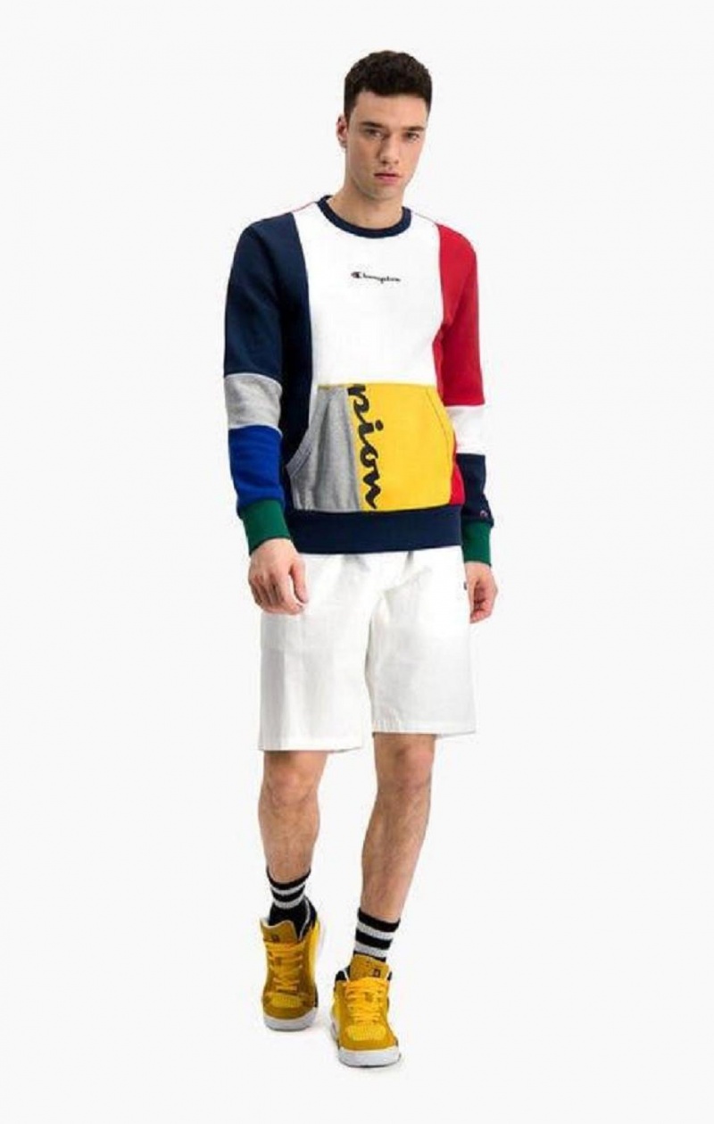 Sweats Champion Colour Block Patchwork Pocket Sweatshirt Homme Rouge | 7923-OIBFZ