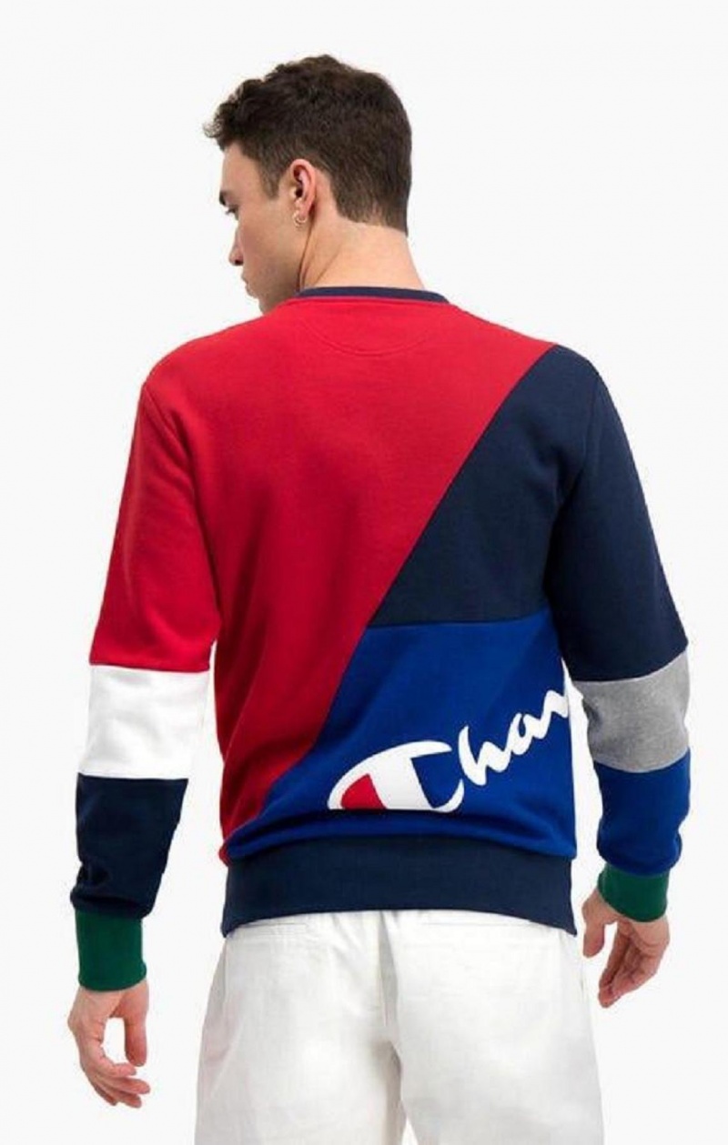 Sweats Champion Colour Block Patchwork Pocket Sweatshirt Homme Rouge | 7923-OIBFZ