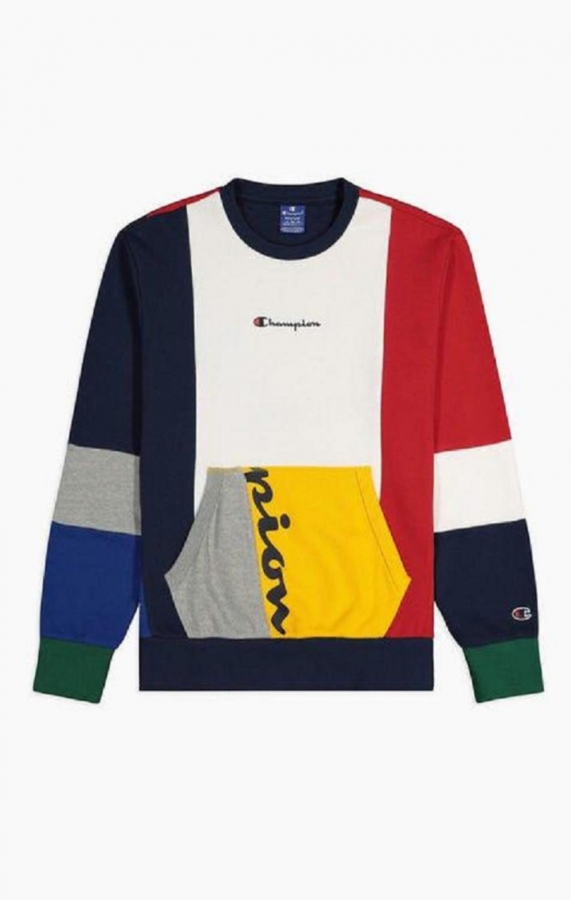 Sweats Champion Colour Block Patchwork Pocket Sweatshirt Homme Rouge | 7923-OIBFZ