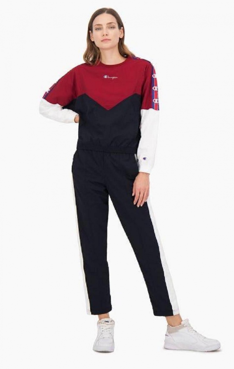 Sweats Champion Colour Block Piste Sweatshirt Femme Bordeaux | 7548-OXKED