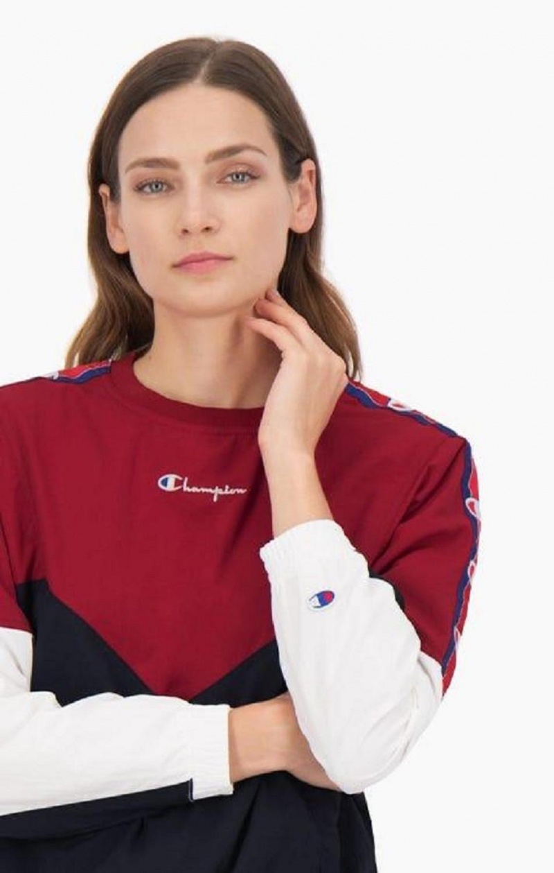 Sweats Champion Colour Block Piste Sweatshirt Femme Bordeaux | 7548-OXKED