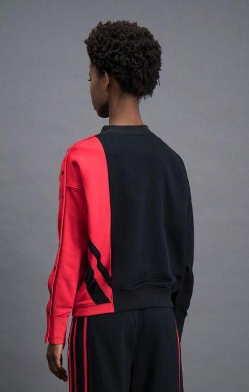 Sweats Champion Colour Block Popper Cropped Sweatshirt Femme Noir Rouge | 3815-WRLIV