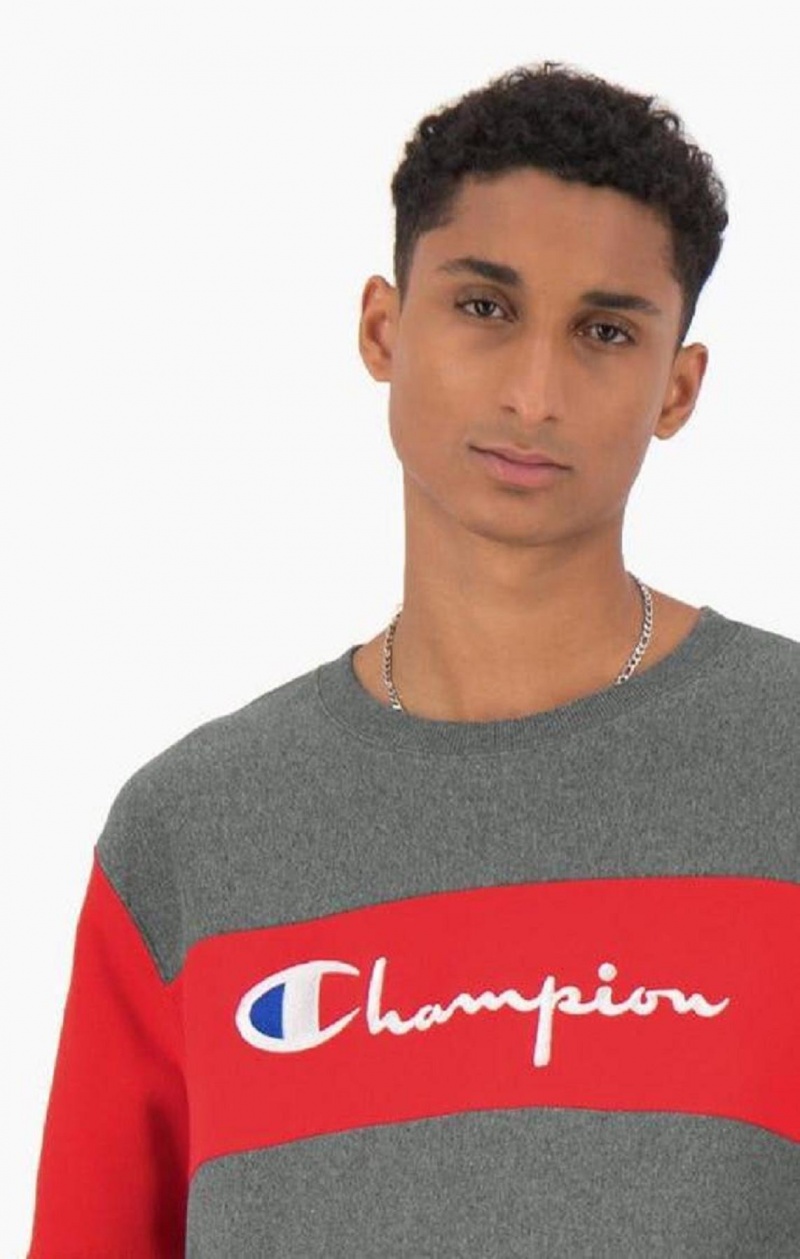 Sweats Champion Colour Block Reverse Weave Sweatshirt Homme Grise Foncé | 1743-FRNQZ