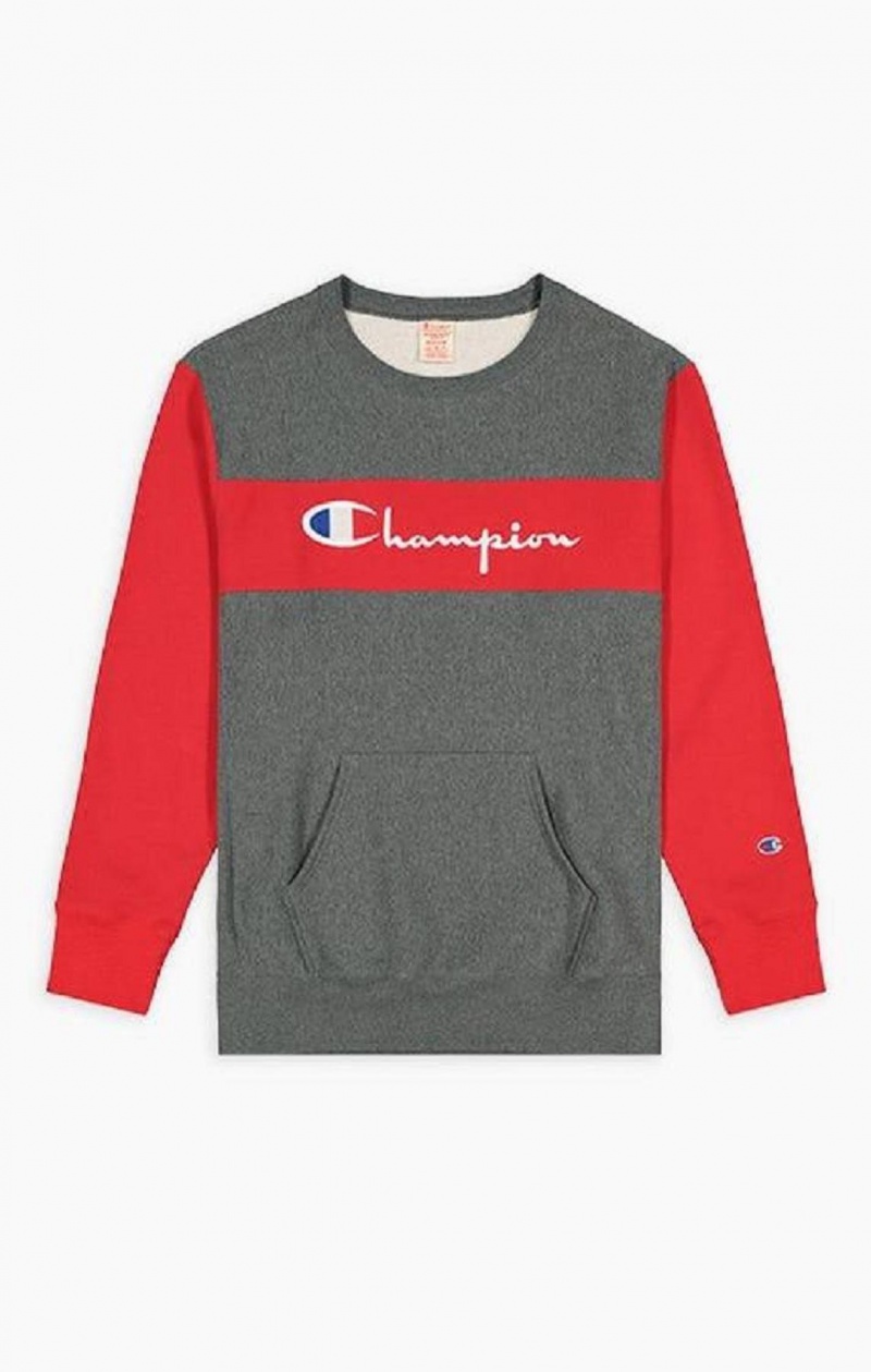 Sweats Champion Colour Block Reverse Weave Sweatshirt Homme Grise Foncé | 1743-FRNQZ