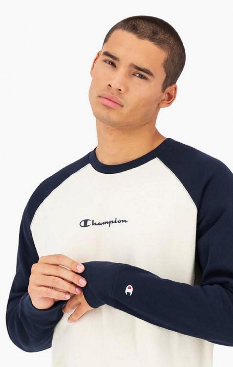 Sweats Champion Colour Block Script Logo Sweatshirt Homme Bleu Foncé | 3590-ODTAL