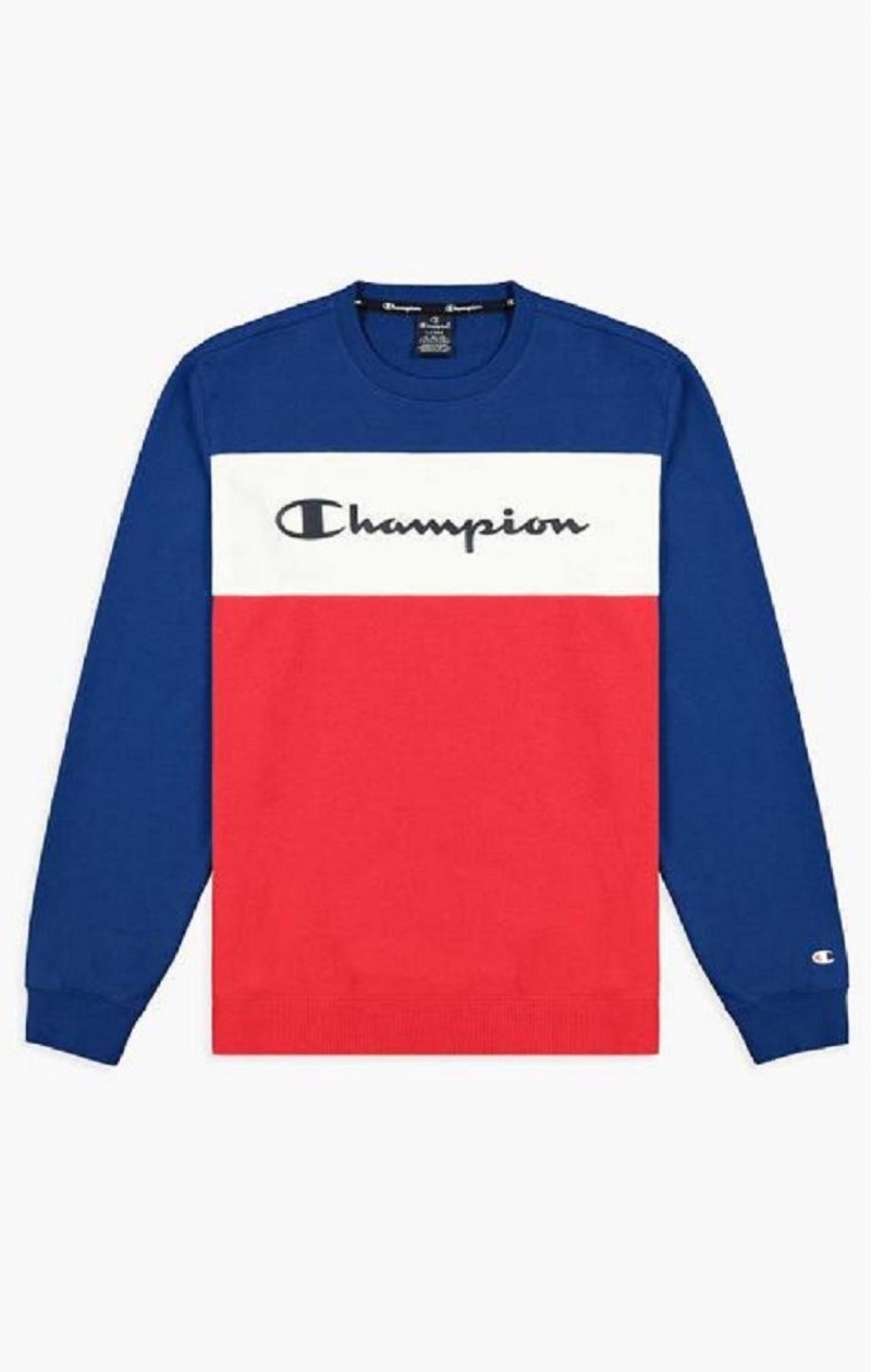 Sweats Champion Colour Block Script Logo Sweatshirt Homme Bleu | 8953-IBUSK