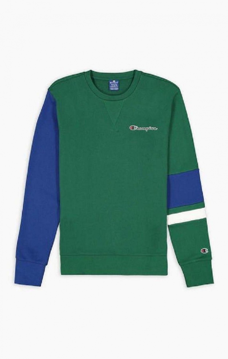 Sweats Champion Colour Block Stripe Detail Sweatshirt Homme Vert | 0718-AGOMW