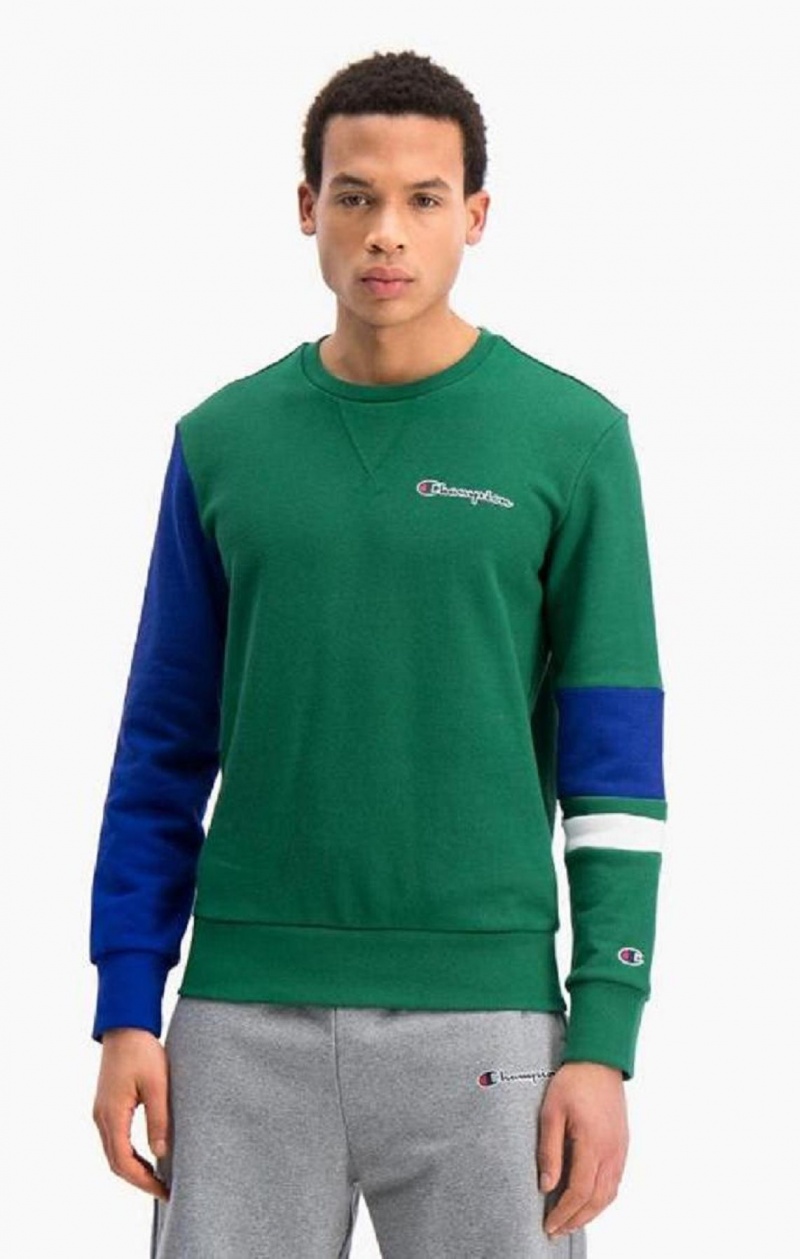 Sweats Champion Colour Block Stripe Detail Sweatshirt Homme Vert | 0718-AGOMW