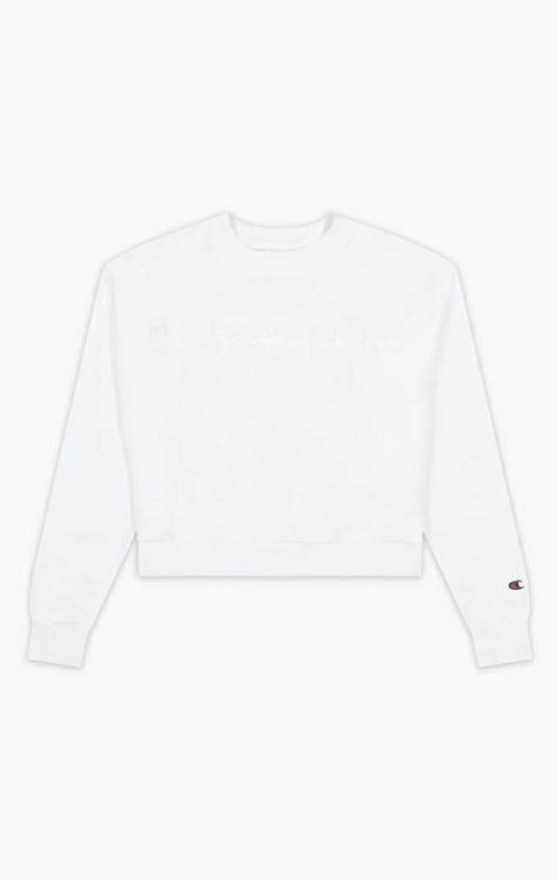 Sweats Champion Contrast Rubber Script Logo Sweatshirt Femme Blanche | 5179-DIJKL