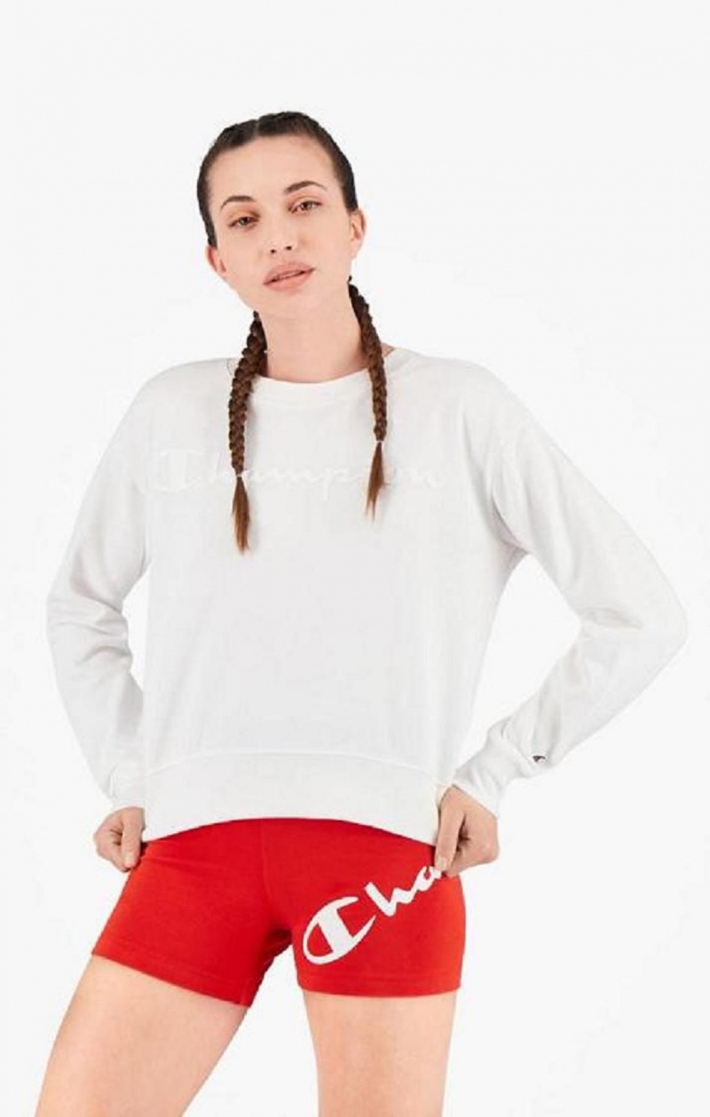 Sweats Champion Contrast Rubber Script Logo Sweatshirt Femme Blanche | 5179-DIJKL