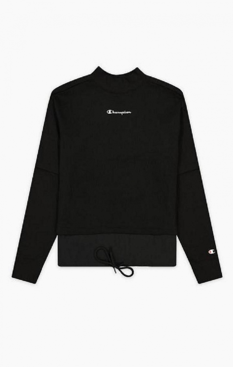 Sweats Champion Double Layer Script Logo Fleece Sweatshirt Femme Noir | 4875-QISPE