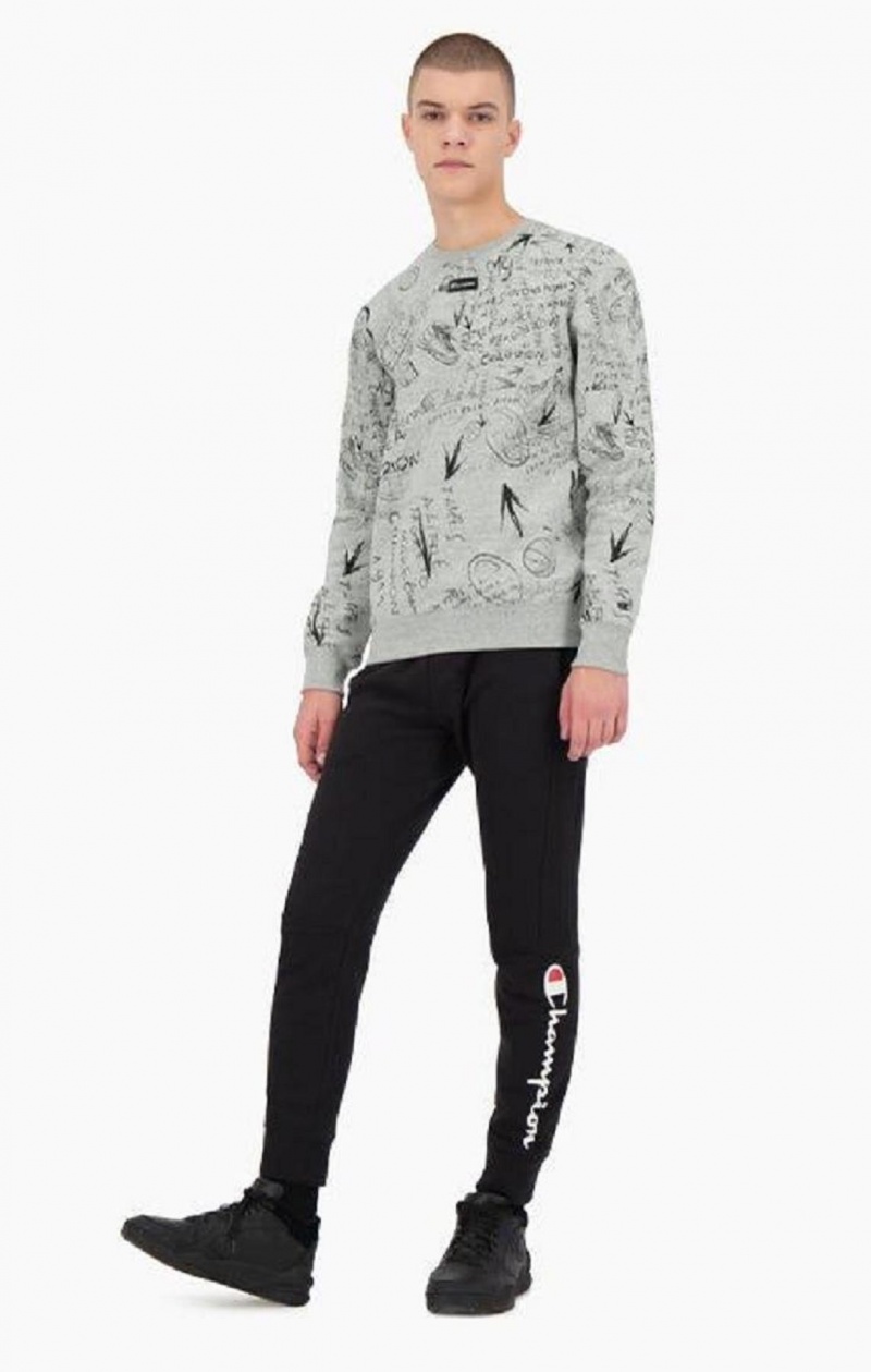 Sweats Champion Graffiti Print Crew Neck Sweatshirt Homme Grise Clair | 1204-EDUTC