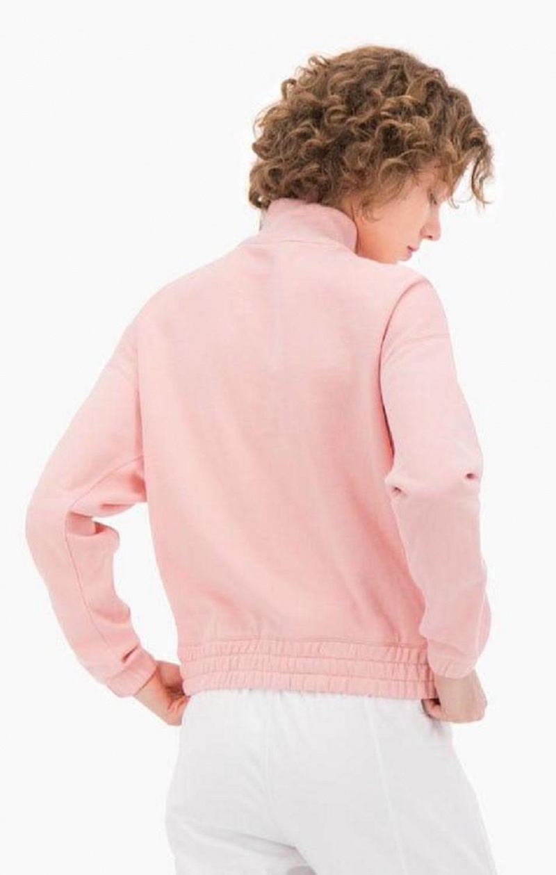 Sweats Champion Half Zip-Up Fleece Velvet C Sweatshirt Femme Rose | 6913-GLQYO