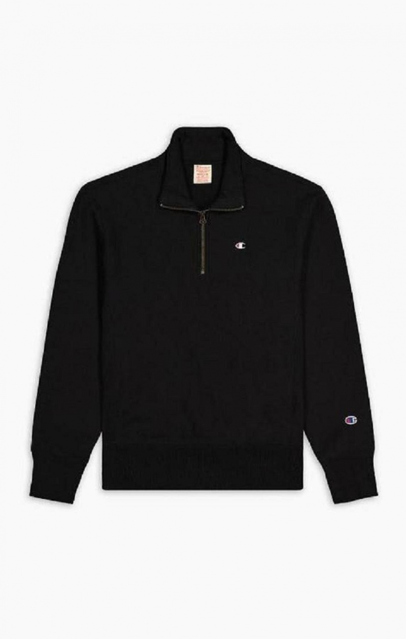 Sweats Champion Half Zip-Up Reverse Weave Sweatshirt Homme Noir | 8794-WKRLC