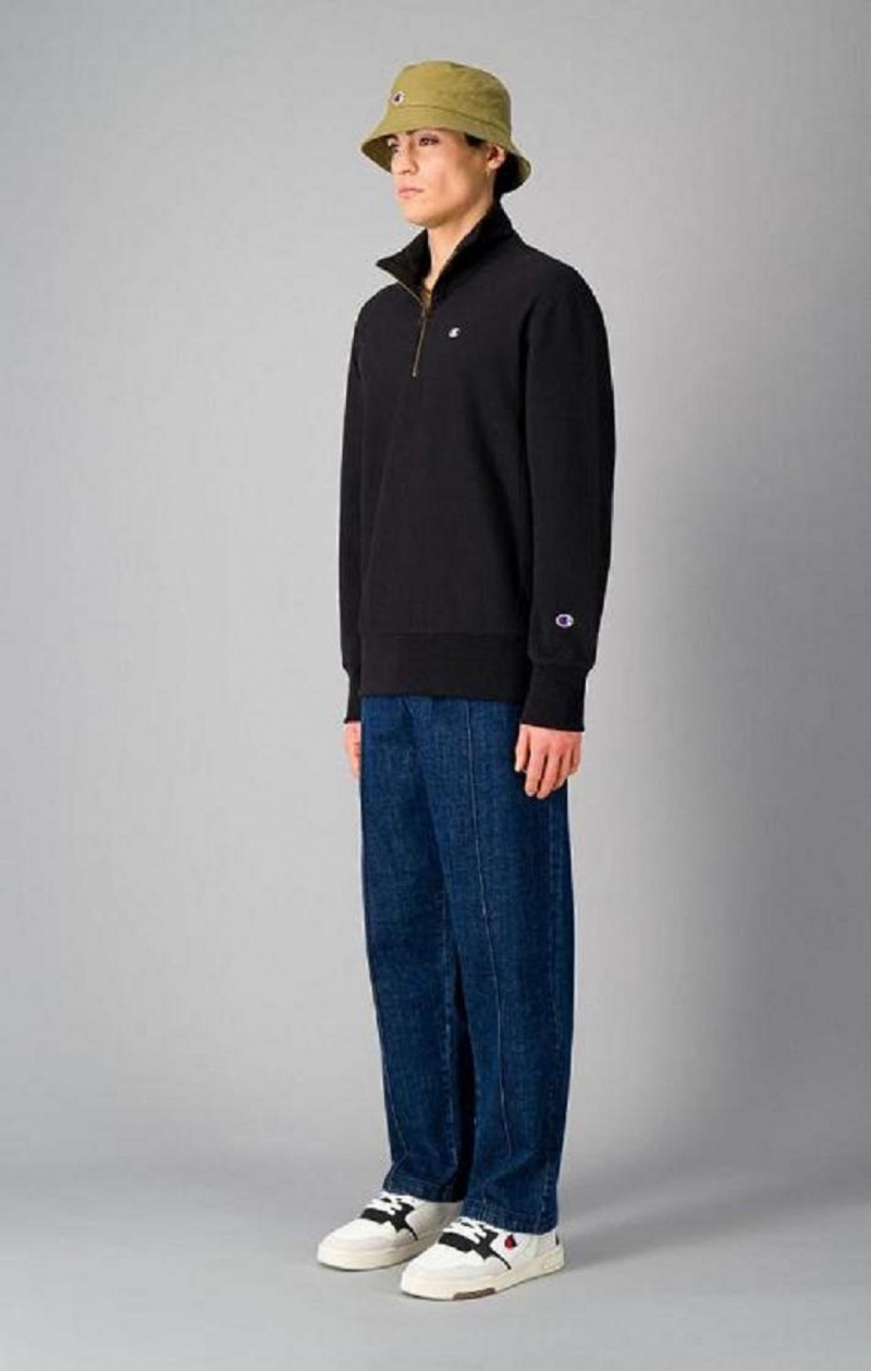 Sweats Champion Half Zip-Up Reverse Weave Sweatshirt Homme Noir | 2980-IFLNY