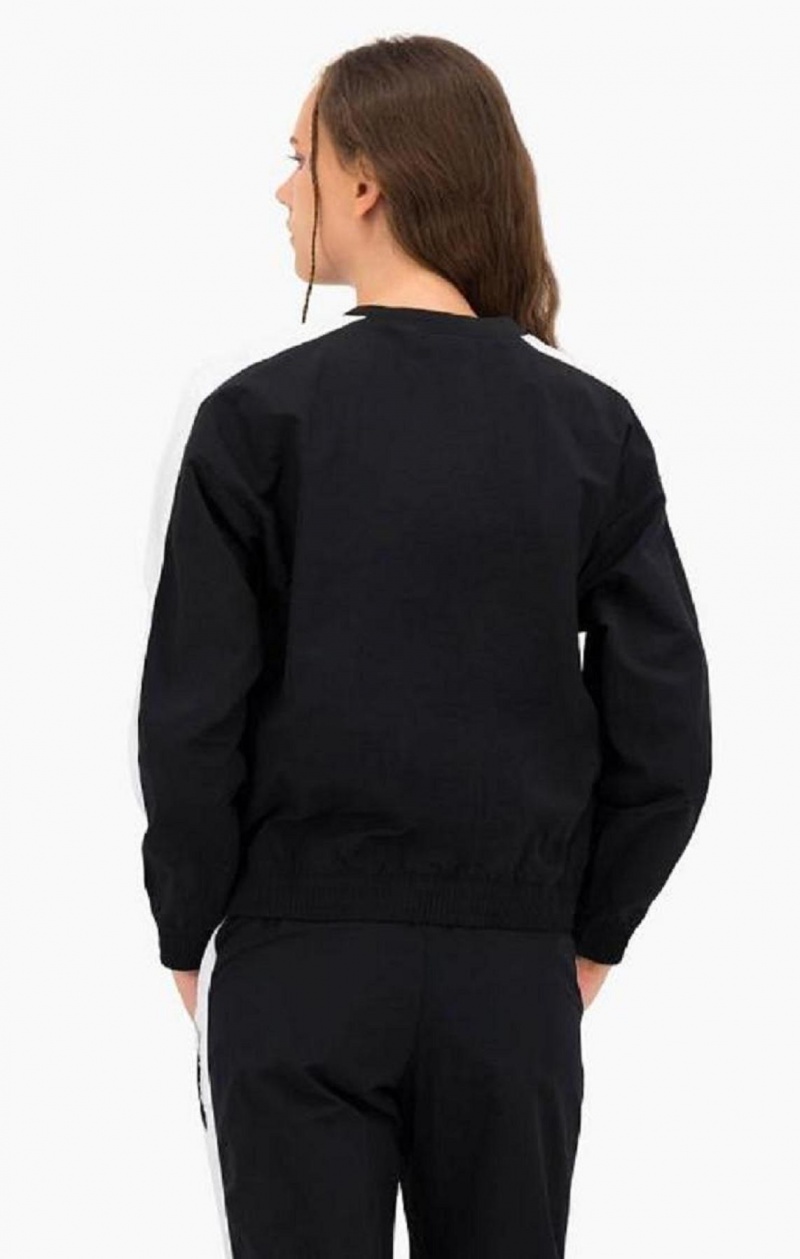 Sweats Champion Jacquard Logo Tape Piste Sweatshirt Femme Noir | 0593-BWTUC