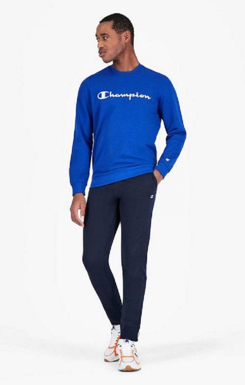 Sweats Champion Mesh Effect Script Logo Sweatshirt Homme Bleu | 8792-WLFKV