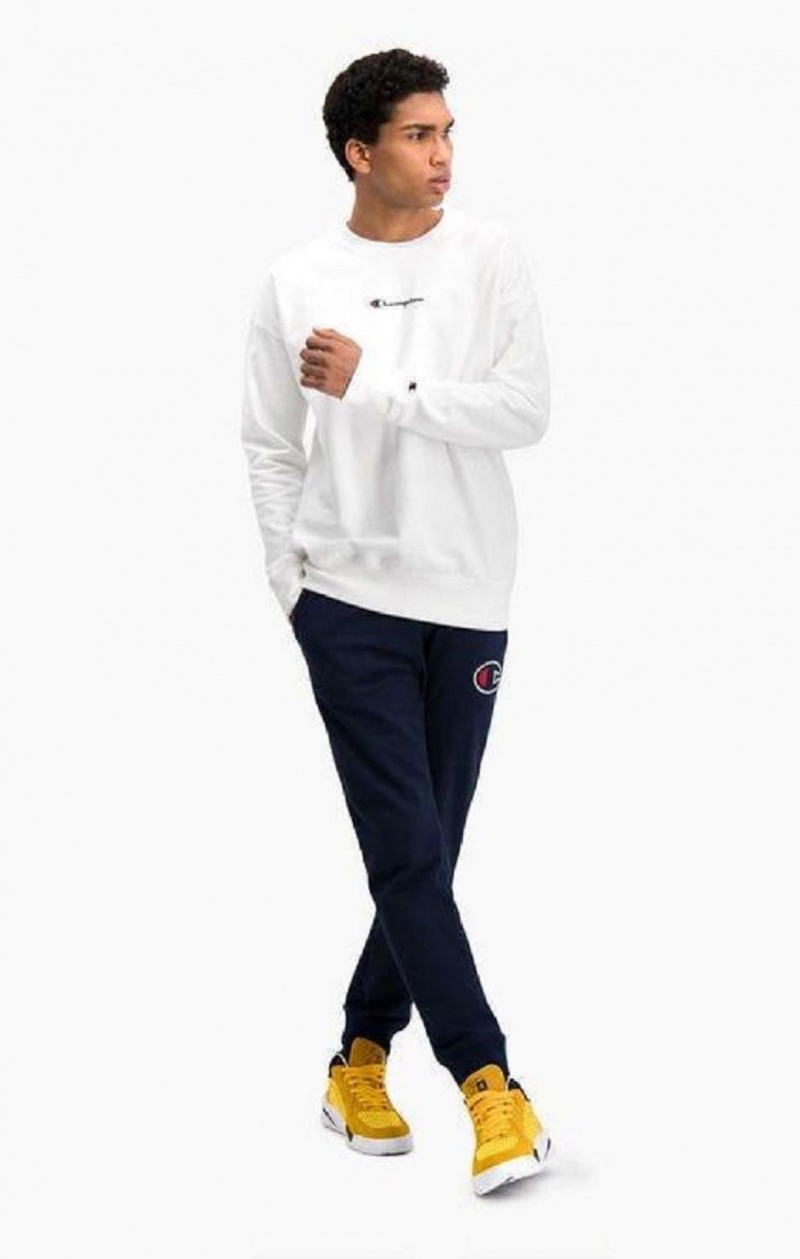 Sweats Champion Oversized Script Logo Print Sweatshirt Homme Blanche | 2901-MASJY