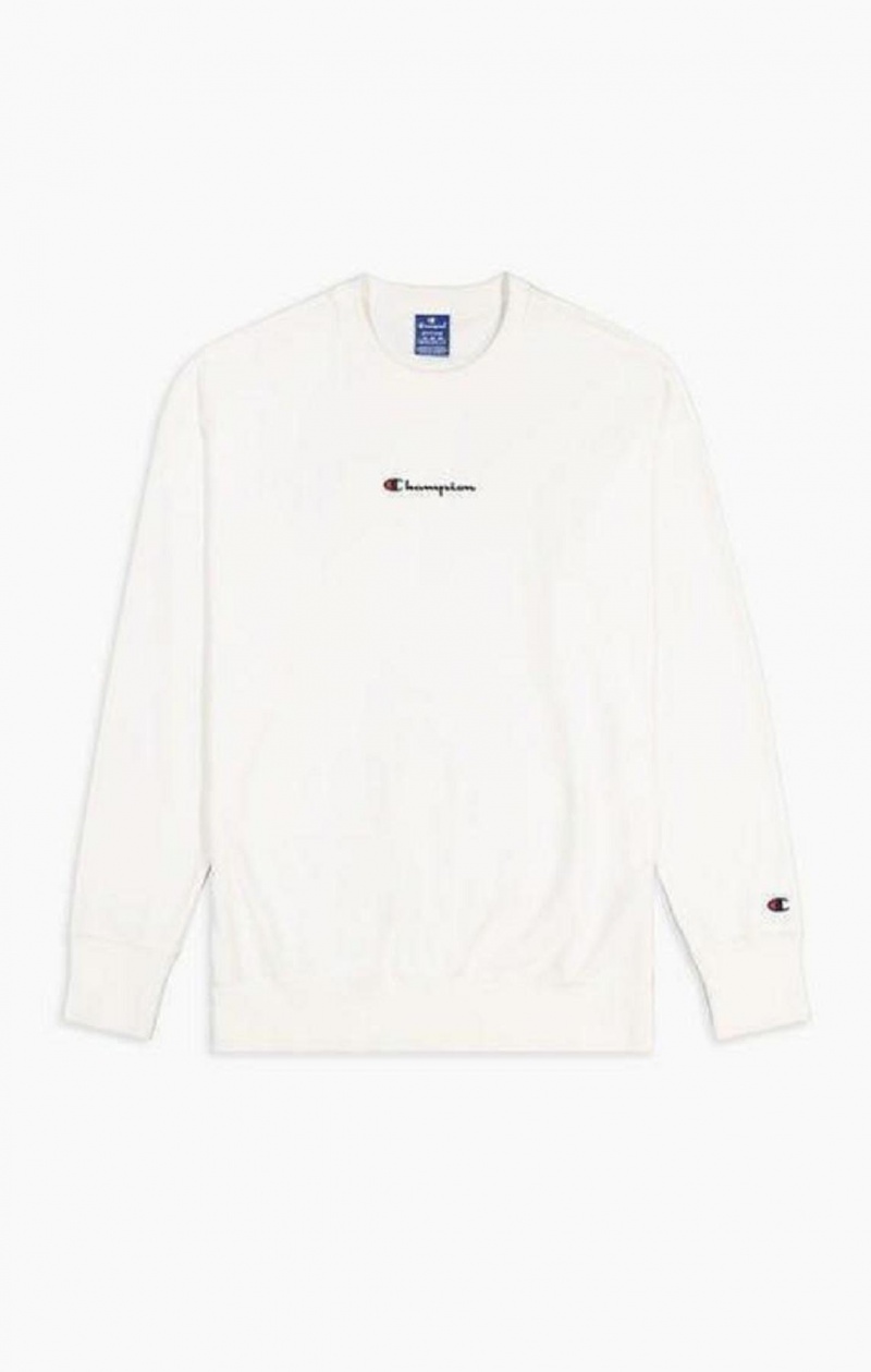 Sweats Champion Oversized Script Logo Print Sweatshirt Homme Blanche | 2901-MASJY