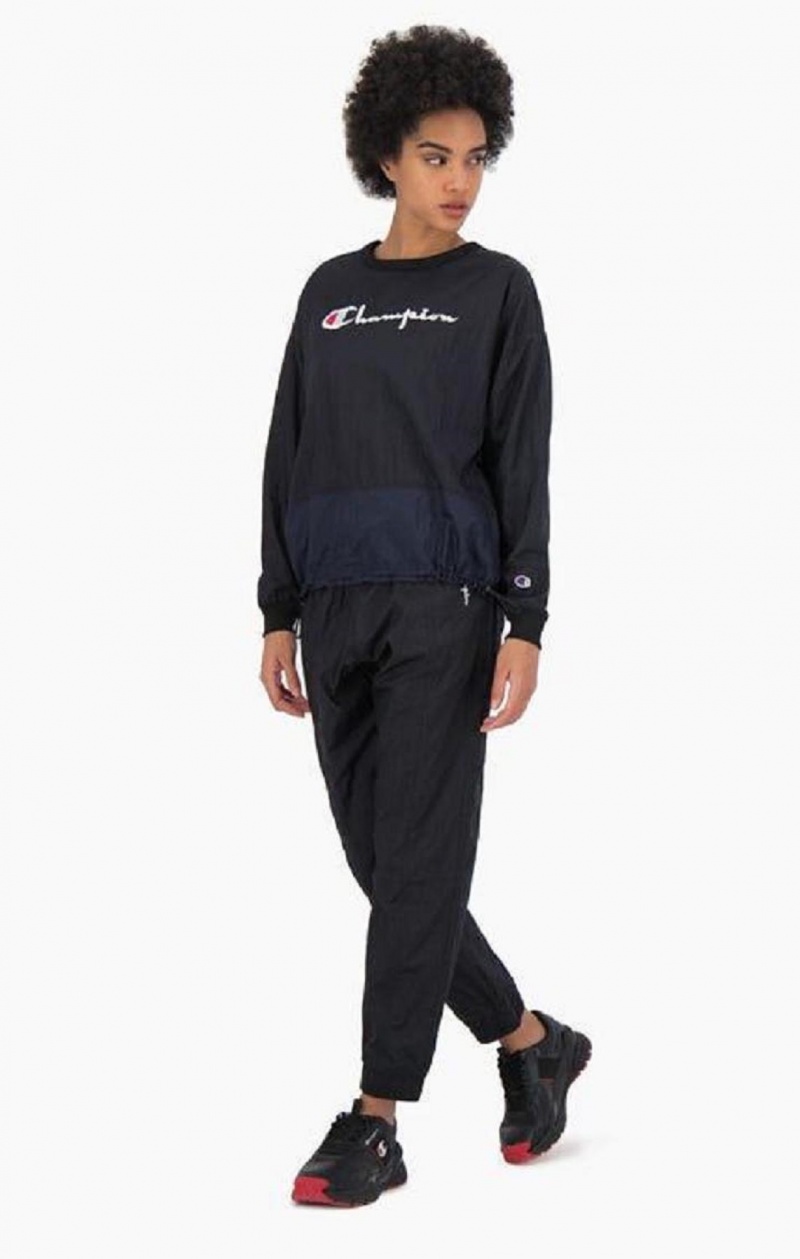 Sweats Champion Panel Detail Script Logo Sweatshirt Femme Noir | 1270-GDPFA