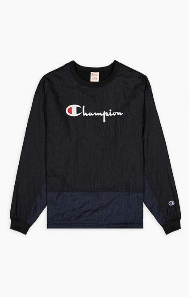 Sweats Champion Panel Detail Script Logo Sweatshirt Femme Noir | 1270-GDPFA