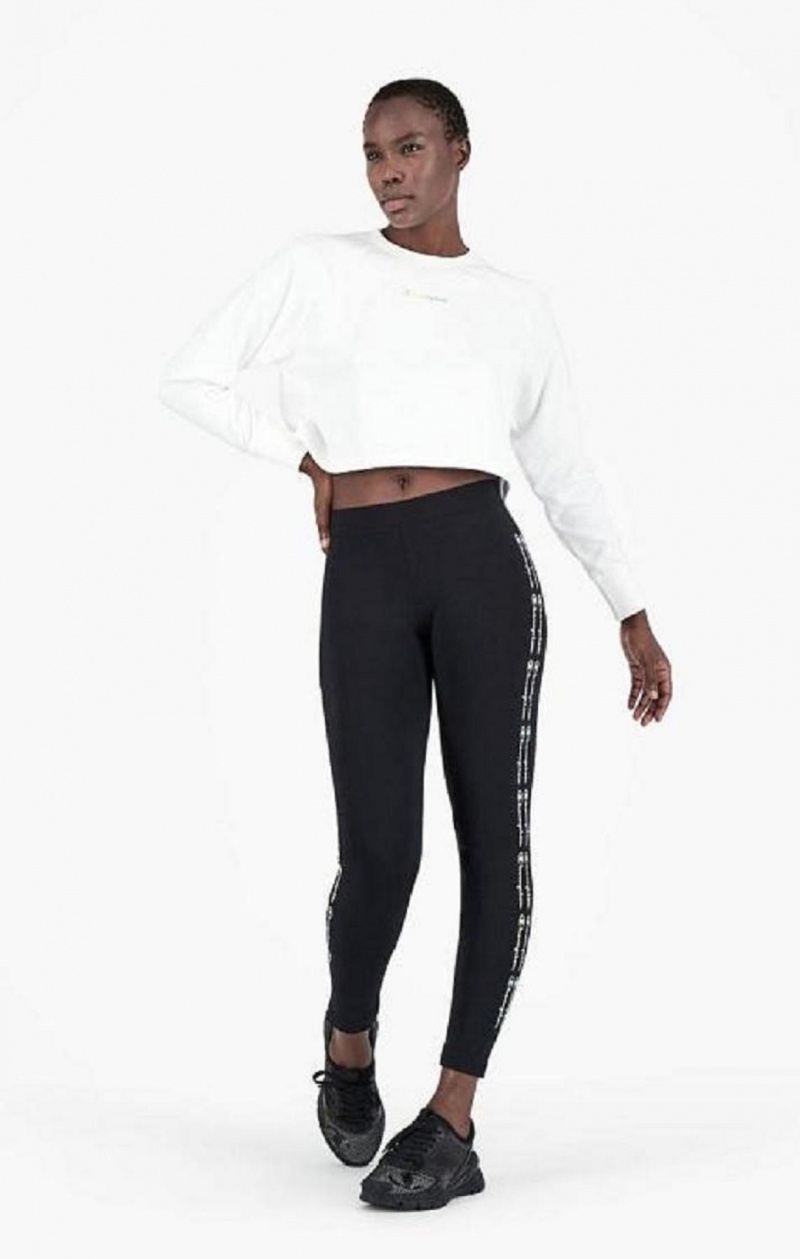 Sweats Champion Rainbow Script Logo Print Cropped Sweatshirt Femme Blanche | 9357-HNEMK