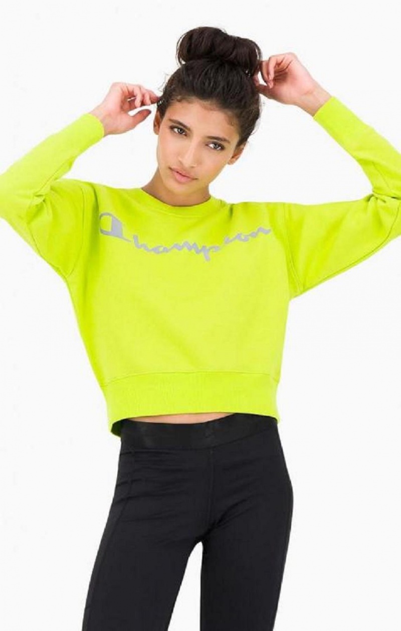 Sweats Champion Reflective Logo Fleece Sweatshirt Femme Vert Olive Vert | 6194-ZWYXQ