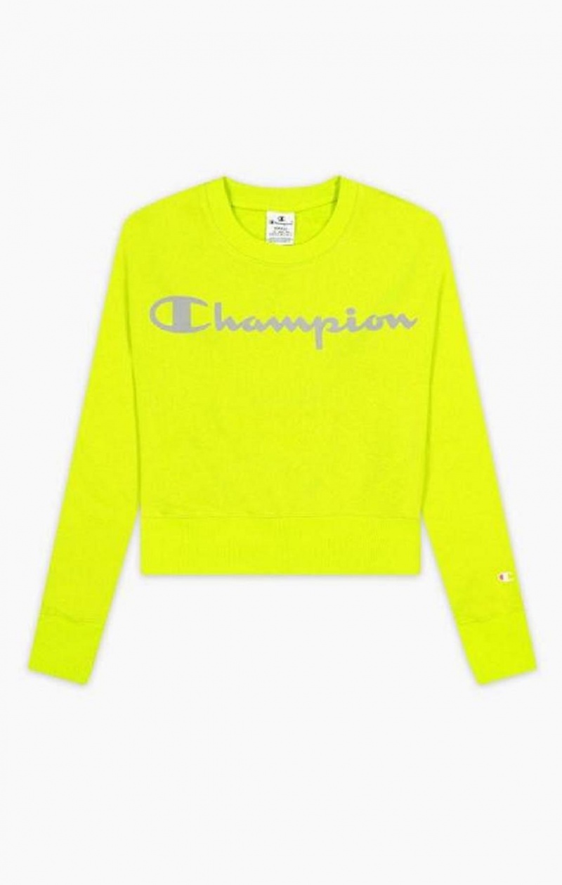 Sweats Champion Reflective Logo Fleece Sweatshirt Femme Vert Olive Vert | 6194-ZWYXQ