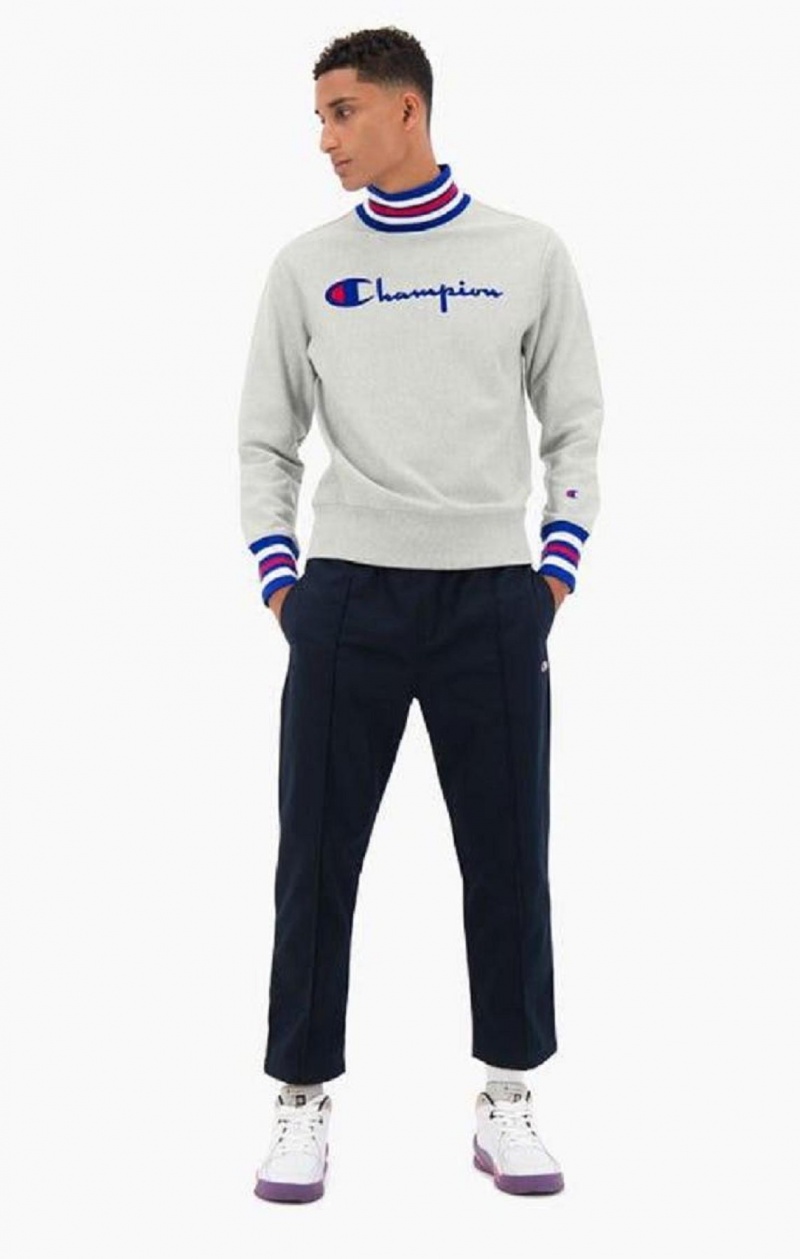 Sweats Champion Ringer Trim High Neck Reverse Weave Jumper Homme Grise Clair | 2674-HFPLG