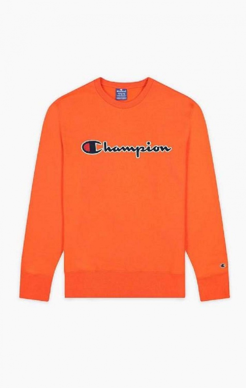 Sweats Champion Satin Stitch Script Logo Fleece Sweatshirt Homme Rouge | 0318-RVNAS