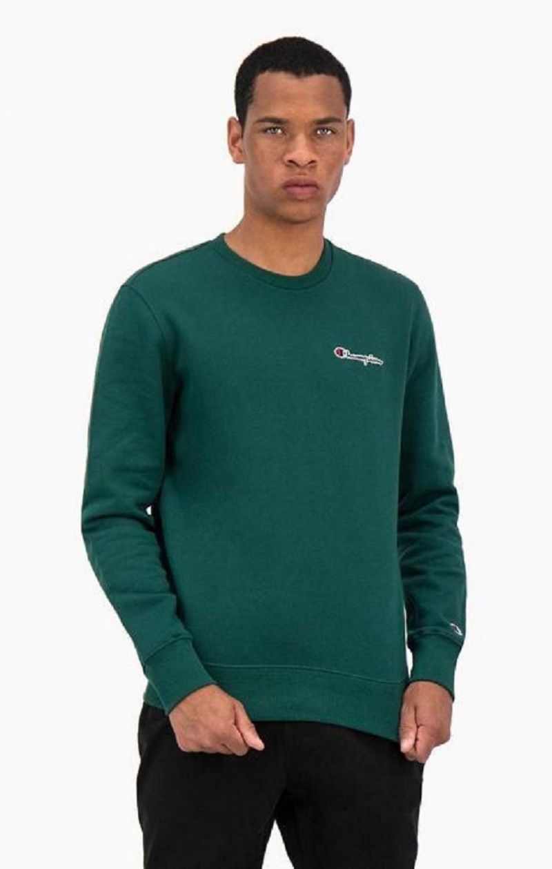 Sweats Champion Satin Stitch Script Logo Fleece Sweatshirt Homme Vert Clair | 2639-EOFZM