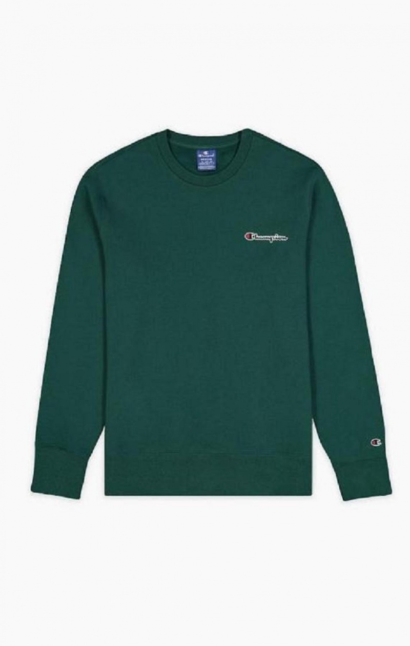 Sweats Champion Satin Stitch Script Logo Fleece Sweatshirt Homme Vert Clair | 2639-EOFZM