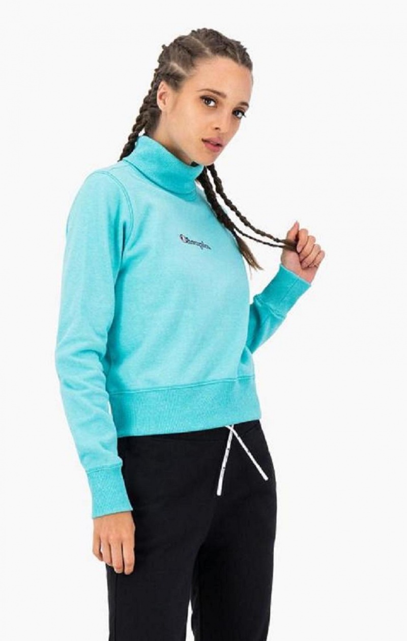 Sweats Champion Satin Stitch Script Logo Sweatshirt Femme Turquoise | 5392-KJGTZ