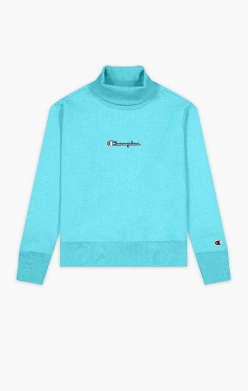 Sweats Champion Satin Stitch Script Logo Sweatshirt Femme Turquoise | 5392-KJGTZ