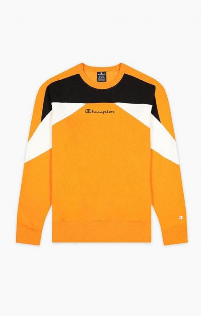 Sweats Champion Script Logo Colour Block Fleece Sweatshirt Homme Orange | 5214-YLGSA